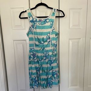 Lilly Pulitzer Blue & White Striped Floral Dress